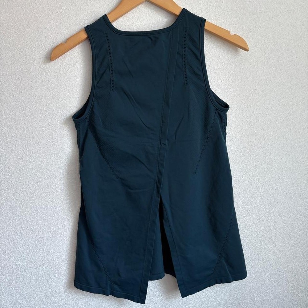 Athleta Womens Teal Pointelle Split Back Sleeveless Activewear Tank Top size XS - Picture 2 of 7